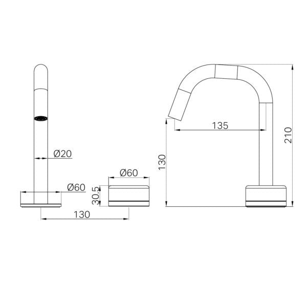 Nero Serenity Progressive Basin Mixer Edge Spout with Carrara Handle