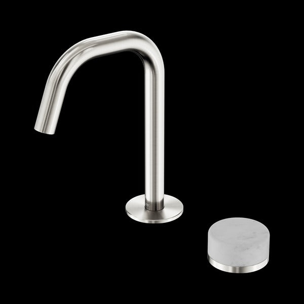 Nero Serenity Progressive Basin Mixer Edge Spout with Carrara Handle