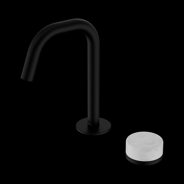 Nero Serenity Progressive Basin Mixer Edge Spout with Carrara Handle