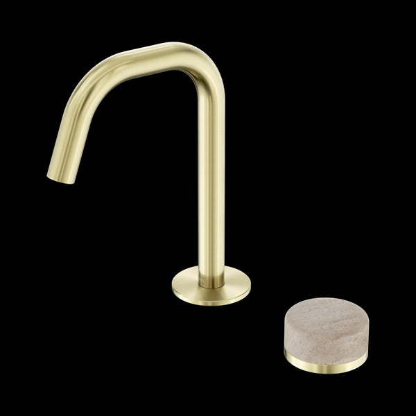 Nero Serenity Progressive Basin Mixer Edge Spout With Rome Travertine Handle