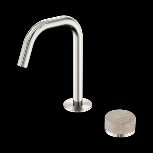 Nero Serenity Progressive Basin Mixer Edge Spout With Rome Travertine Handle