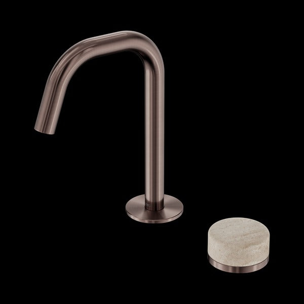 Nero Serenity Progressive Basin Mixer Edge Spout With Rome Travertine Handle