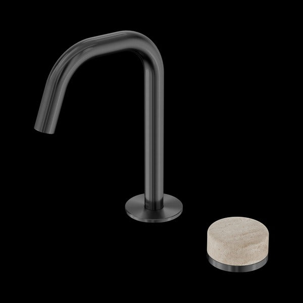 Nero Serenity Progressive Basin Mixer Edge Spout With Rome Travertine Handle