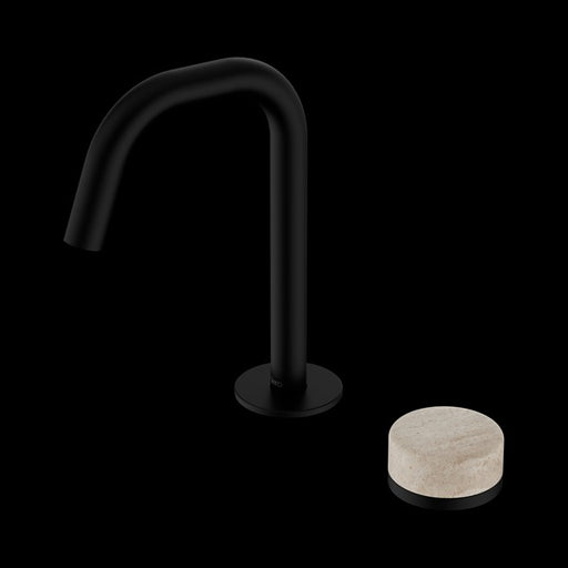 Nero Serenity Progressive Basin Mixer Edge Spout With Rome Travertine Handle