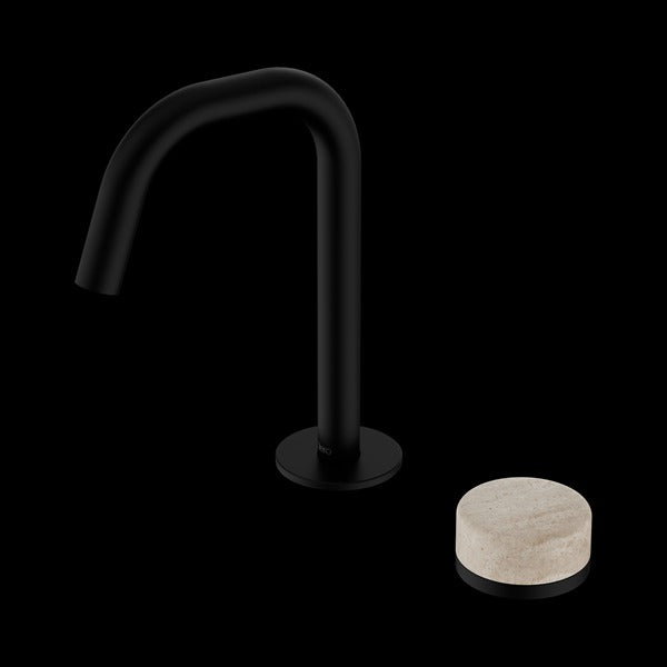 Nero Serenity Progressive Basin Mixer Edge Spout With Rome Travertine Handle