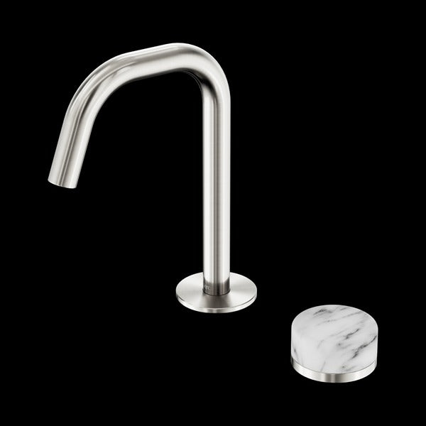 Nero Serenity Progressive Basin Mixer Edge Spout With Arabescato Corchia Handle