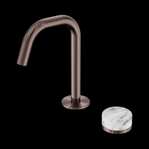 Nero Serenity Progressive Basin Mixer Edge Spout With Arabescato Corchia Handle