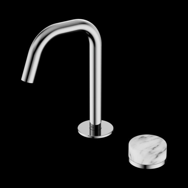 Nero Serenity Progressive Basin Mixer Edge Spout With Arabescato Corchia Handle