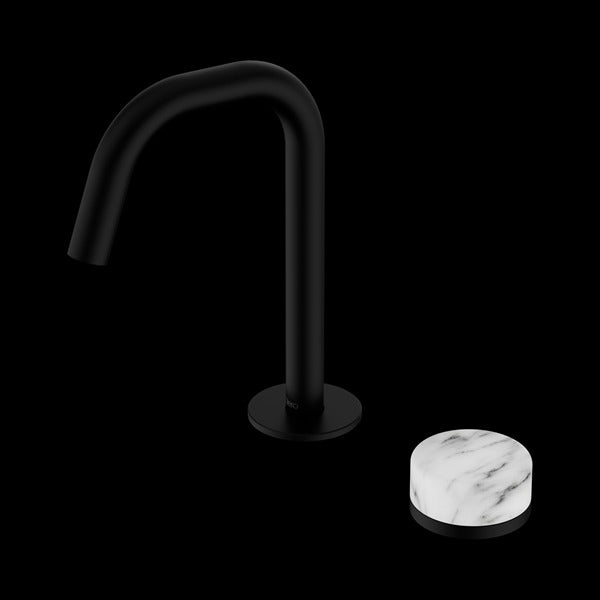 Nero Serenity Progressive Basin Mixer Edge Spout With Arabescato Corchia Handle