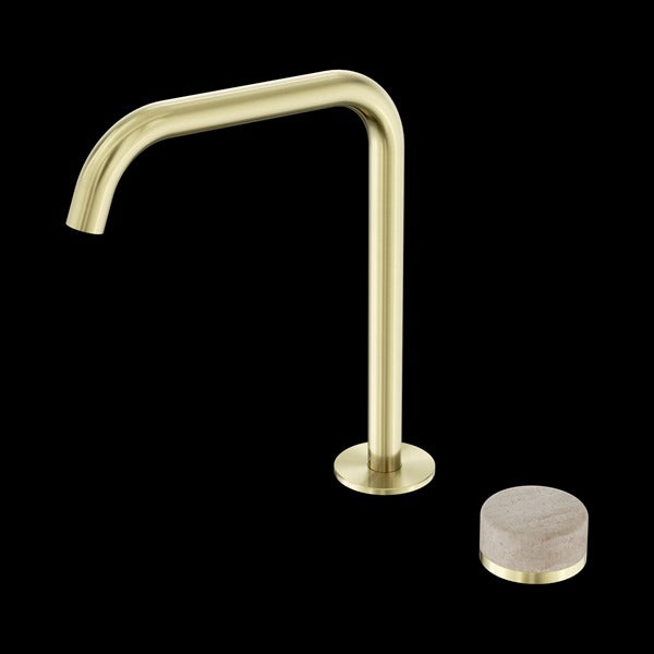 Nero Serenity Progressive Bath/Kitchen Mixer Edge Spout With Rome Travertine Handle