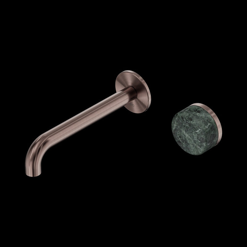 Nero Serenity Progressive Wall Basin Mixer Spout With Verde Alpi Handle