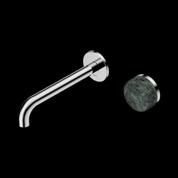 Nero Serenity Progressive Wall Basin Mixer Spout With Verde Alpi Handle