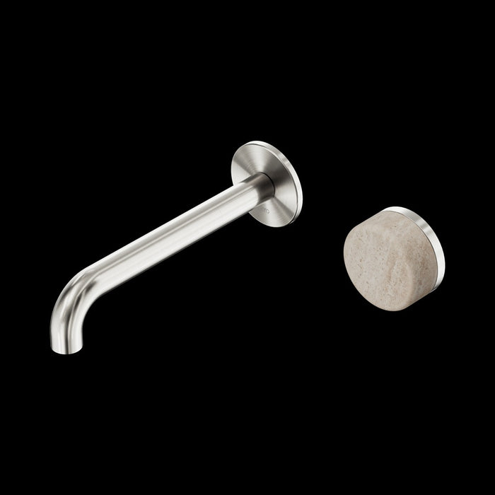 Nero Serenity Progressive Wall Basin Mixer Spout With Rome Travertine Handle
