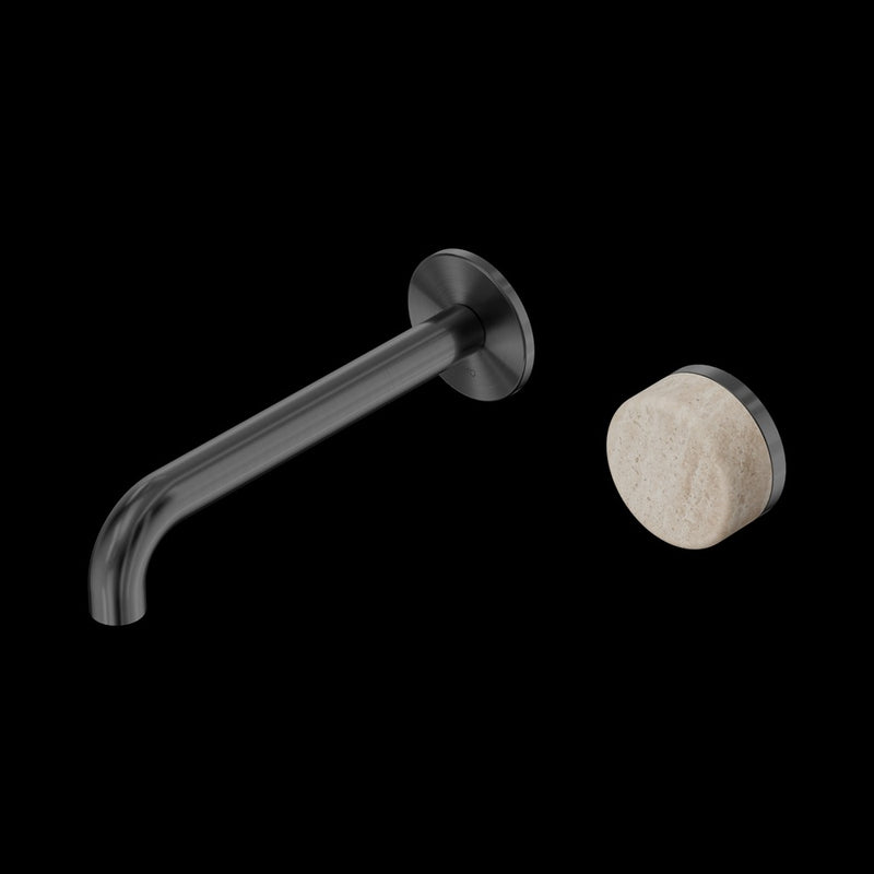 Nero Serenity Progressive Wall Basin Mixer Spout With Rome Travertine Handle