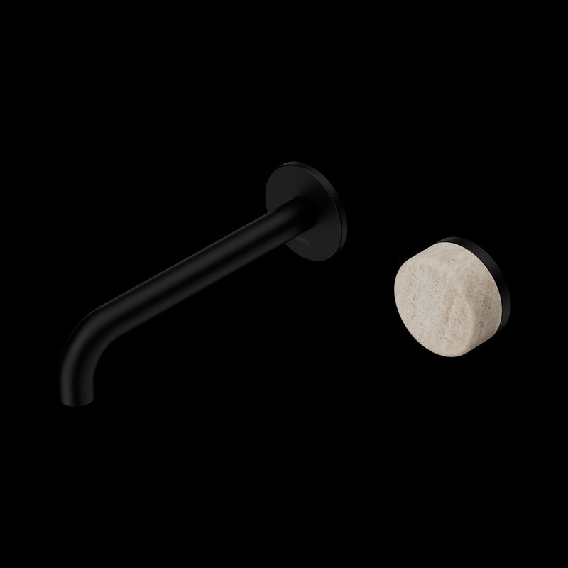 Nero Serenity Progressive Wall Basin Mixer Spout With Rome Travertine Handle