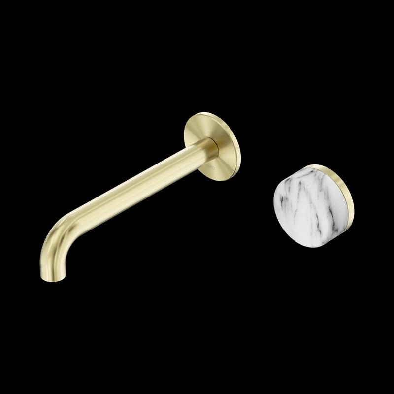 Nero Serenity Progressive Wall Basin Mixer Spout With Arabescato Corchia Handle