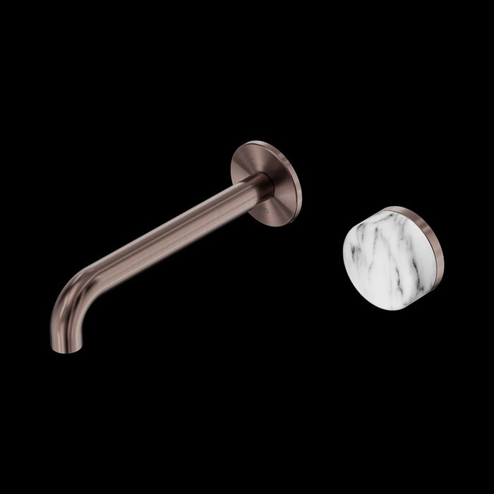 Nero Serenity Progressive Wall Basin Mixer Spout With Arabescato Corchia Handle