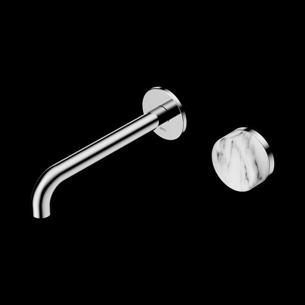 Nero Serenity Progressive Wall Basin Mixer Spout With Arabescato Corchia Handle