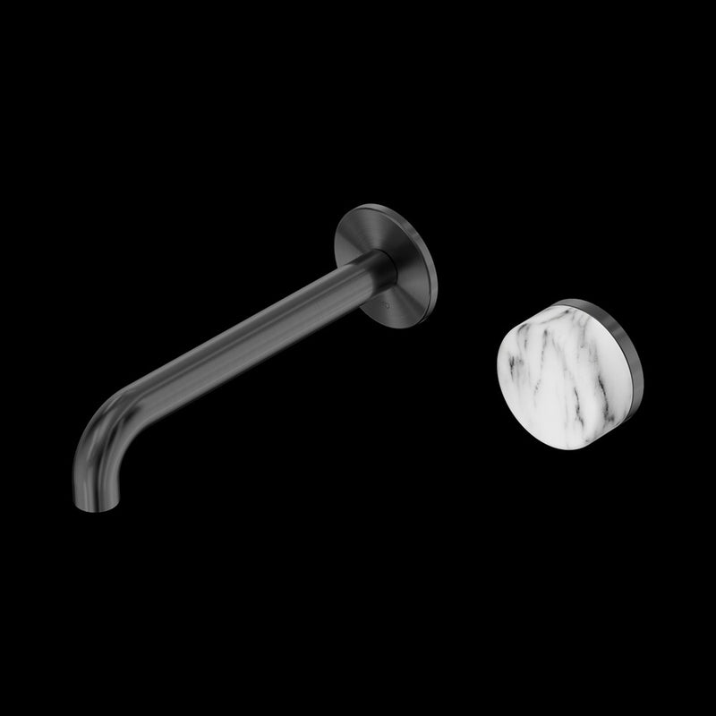 Nero Serenity Progressive Wall Basin Mixer Spout With Arabescato Corchia Handle