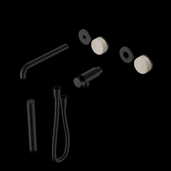 Nero Serenity Progressive Shower System With Spout With Rome Travertine Handle And Slim Shower Trim Kit  (Requires In Wall Body 24C020)