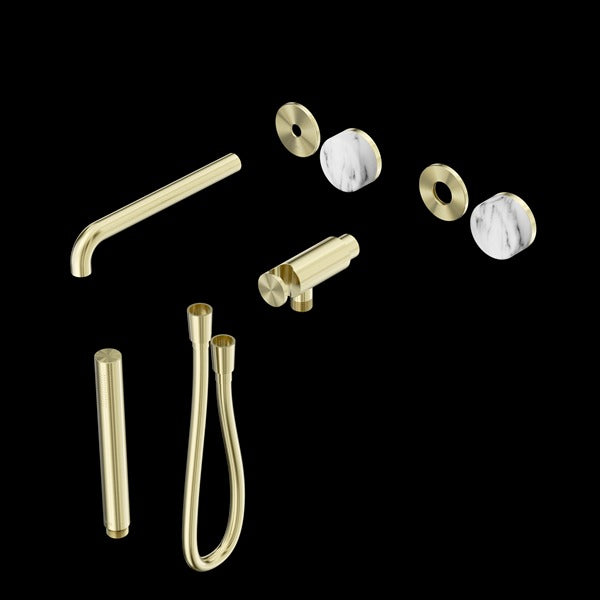 Nero Serenity Progressive Shower System with Spout with Arabescato Corchia Handle and Slim Shower Trim Kit (Requires In Wall Body 24C020)
