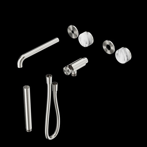 Nero Serenity Progressive Shower System with Spout with Arabescato Corchia Handle and Slim Shower Trim Kit (Requires In Wall Body 24C020)