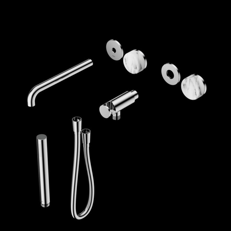 Nero Serenity Progressive Shower System with Spout with Arabescato Corchia Handle and Slim Shower Trim Kit (Requires In Wall Body 24C020)