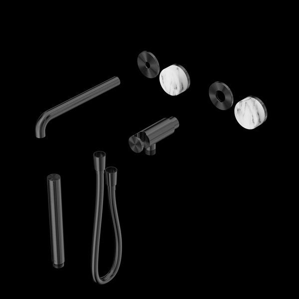 Nero Serenity Progressive Shower System with Spout with Arabescato Corchia Handle and Slim Shower Trim Kit (Requires In Wall Body 24C020)