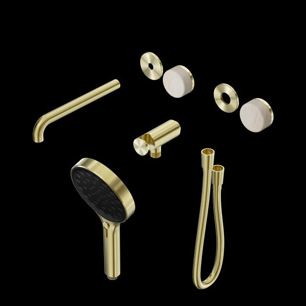 Nero Serenity Progressive Shower System with Spout with Rome Travertine Handle and Serenity Hand Shower Trim Kit (Requires in Wall Body 24c020)