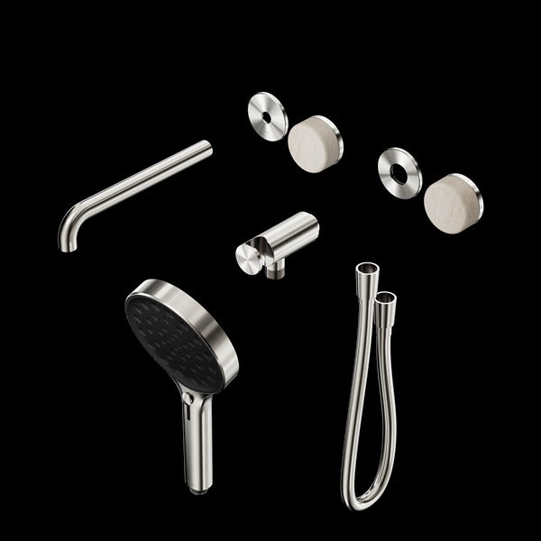 Nero Serenity Progressive Shower System with Spout with Rome Travertine Handle and Serenity Hand Shower Trim Kit (Requires in Wall Body 24c020)
