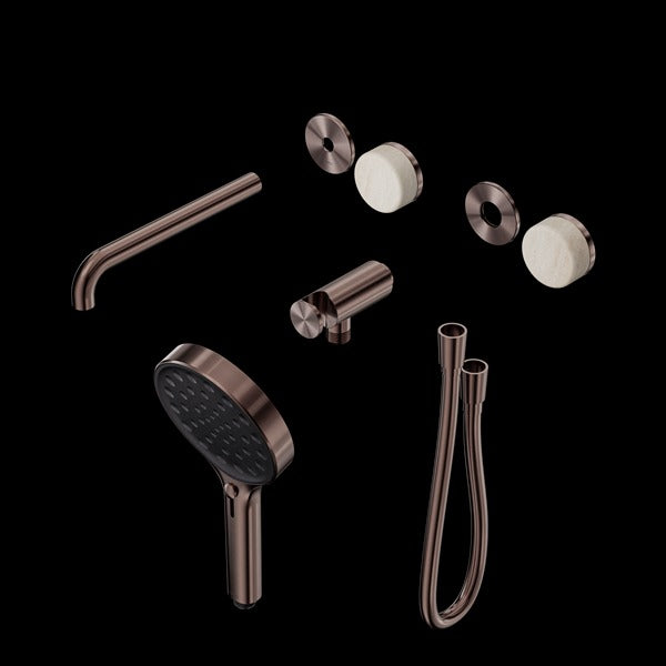 Nero Serenity Progressive Shower System with Spout with Rome Travertine Handle and Serenity Hand Shower Trim Kit (Requires in Wall Body 24c020)
