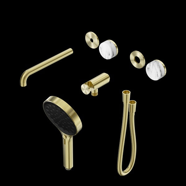 Nero Serenity Progressive Shower System with Spout with Arabescato Corchia Handle and Serenity Hand Shower Trim Kit(requires in Wall Body 24c020)