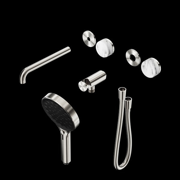Nero Serenity Progressive Shower System with Spout with Arabescato Corchia Handle and Serenity Hand Shower Trim Kit(requires in Wall Body 24c020)