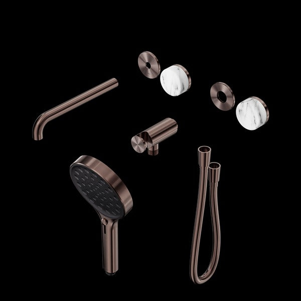 Nero Serenity Progressive Shower System with Spout with Arabescato Corchia Handle and Serenity Hand Shower Trim Kit(requires in Wall Body 24c020)