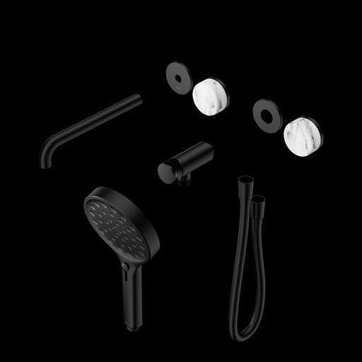 Nero Serenity Progressive Shower System with Spout with Arabescato Corchia Handle and Serenity Hand Shower Trim Kit(requires in Wall Body 24c020)