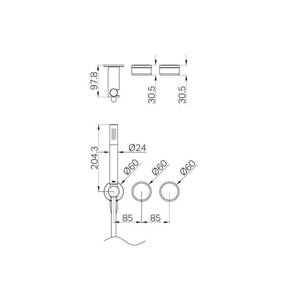 Nero Serenity Progressive Shower System with Verde Alpi Handle and Slim Shower Trim Kit (Requires in Wall Body 24c020)