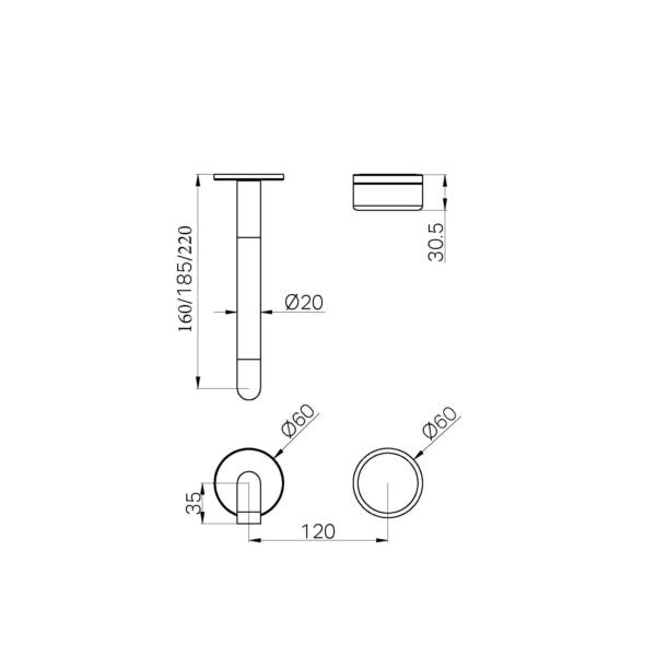 Nero Serenity Progressive Wall Basin Mixer Spout With Verde Alpi Handle Trim Kit (Requires in Wall Body 24C020)