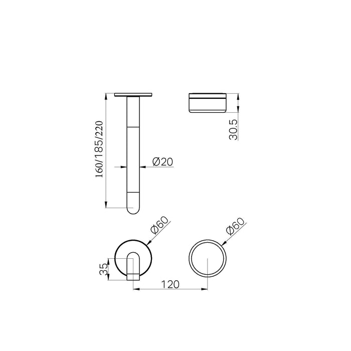 Nero Serenity Progressive Wall Basin Mixer Spout With Metal Handle Trim Kit (Requires in Wall Body 24C020)