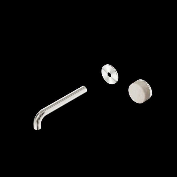 Nero Serenity Progressive Wall Basin Mixer Spout With Rome Travertine Handle Trim Kit (Requires in Wall Body 24C020)