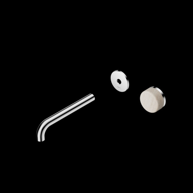 Nero Serenity Progressive Wall Basin Mixer Spout With Rome Travertine Handle Trim Kit (Requires in Wall Body 24C020)