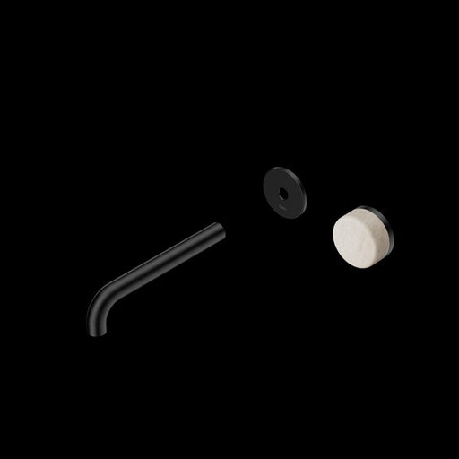 Nero Serenity Progressive Wall Basin Mixer Spout With Rome Travertine Handle Trim Kit (Requires in Wall Body 24C020)