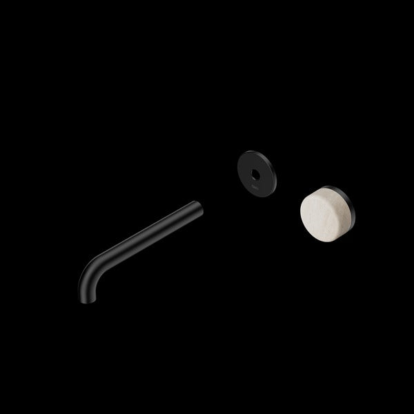 Nero Serenity Progressive Wall Basin Mixer Spout With Rome Travertine Handle Trim Kit (Requires in Wall Body 24C020)