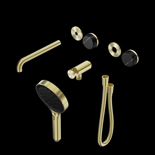 Nero Serenity Progressive Shower System with Spout with Marquina Black Handle and Serenity Hand Shower Trim Kit(requires in Wall Body 24c020)