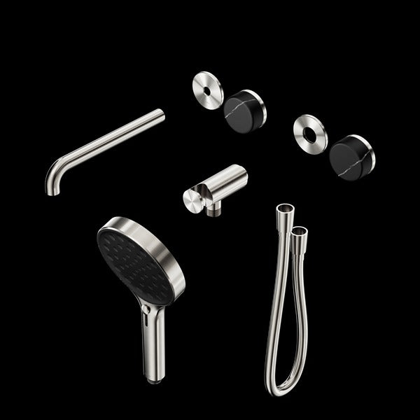Nero Serenity Progressive Shower System with Spout with Marquina Black Handle and Serenity Hand Shower Trim Kit(requires in Wall Body 24c020)