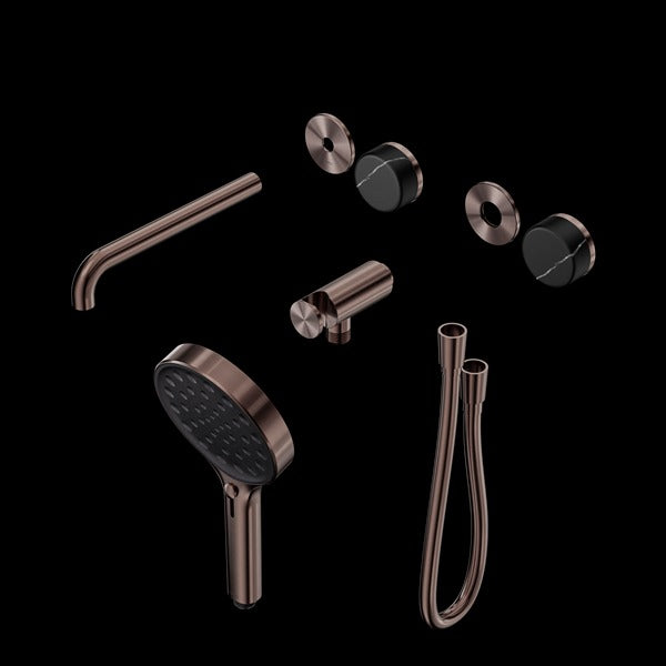 Nero Serenity Progressive Shower System with Spout with Marquina Black Handle and Serenity Hand Shower Trim Kit(requires in Wall Body 24c020)