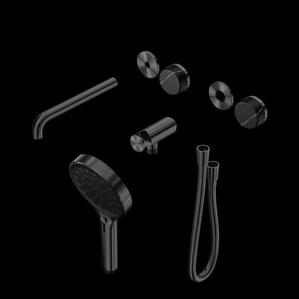 Nero Serenity Progressive Shower System with Spout with Marquina Black Handle and Serenity Hand Shower Trim Kit(requires in Wall Body 24c020)