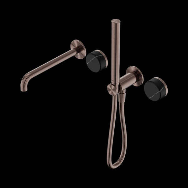 Nero Serenity Progressive Shower System with Spout with Marquina Black Handle and Slim Shower