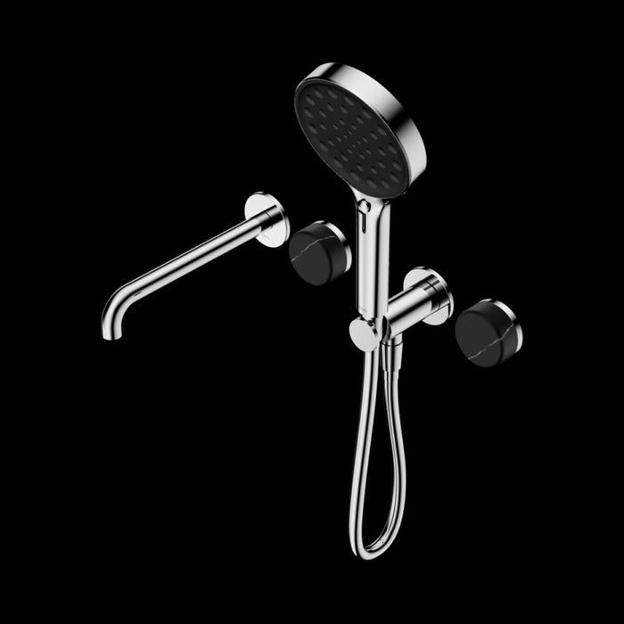 Nero Serenity Progressive Shower System with Spout with Marquina Black Handle and Serenity Hand Shower