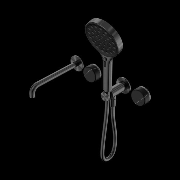 Nero Serenity Progressive Shower System with Spout with Marquina Black Handle and Serenity Hand Shower