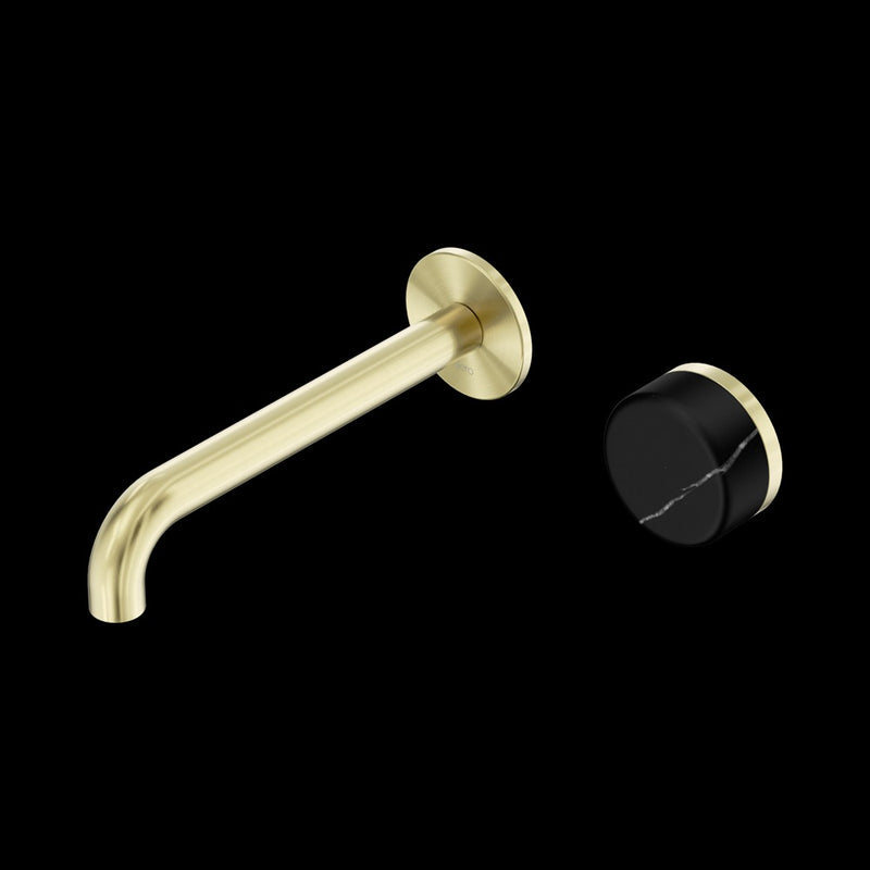 Nero Serenity Progressive Wall Basin Mixer  Spout With Marquina Black Handle